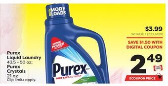 Weis Markets Purex liquid laundry 43.5-50 oz purex crystals 21 oz offer