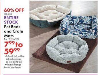 Boscov's Entire stock pet beds and crate mats offer