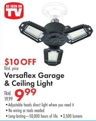 Boscov's Versafl ex garage & ceiling light offer