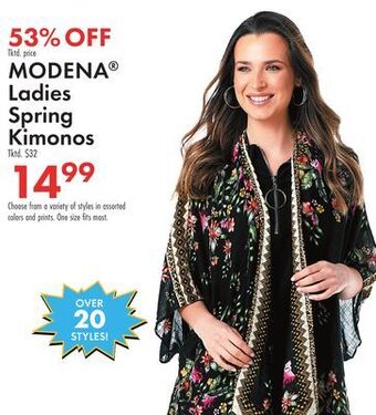 Boscov's Modena® ladies spring kimonos offer