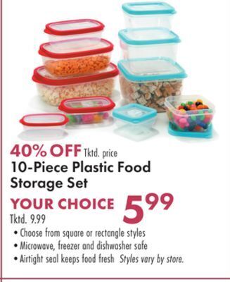 Boscov's 10-piece plastic food storage set offer