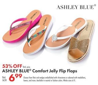 Boscov's Ashley blue® comfort jelly flip flops offer