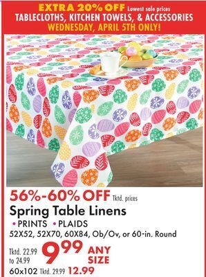 Boscov's Spring table linens offer