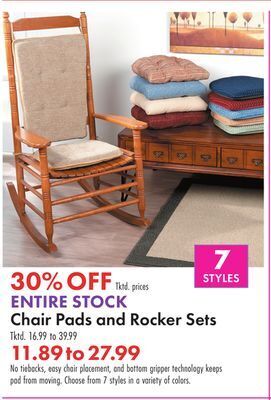 Boscov's Entire stock chair pads and rocker sets offer