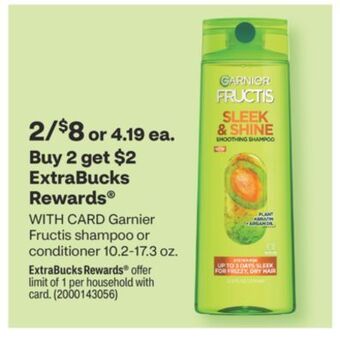 CVS Garnier fructis shampoo or conditioner 10.2-17.3 oz. offer