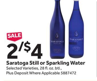Stop&Shop Saratoga still or sparkling water offer