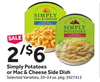 Stop&Shop Simply potatoes or mac & cheese side dish offer