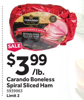 Stop&Shop Carando boneless spiral sliced ham offer