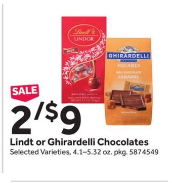Stop&Shop Lindt or ghirardelli chocolates offer