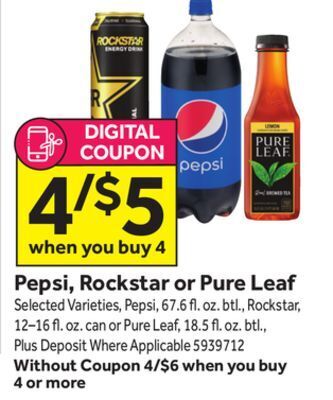 Stop&Shop Pepsi, rockstar or pure leaf offer