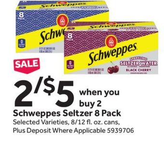 Stop&Shop Schweppes seltzer 8 pack offer