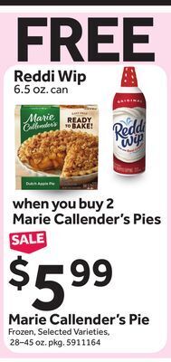 Stop&Shop Marie callender's pie offer