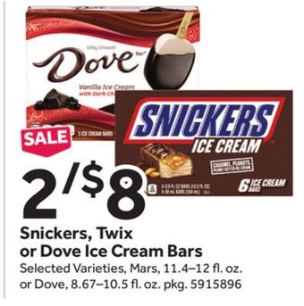 Stop&Shop Snickers, twix or dove ice cream bars offer