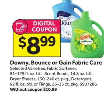Stop&Shop Downy, bounce or gain fabric care offer