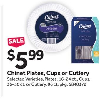 Stop&Shop Chinet plates, cups or cutlery offer