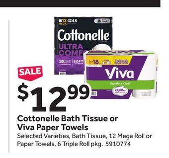 Stop&Shop Cottonelle bath tissue or viva paper towels offer