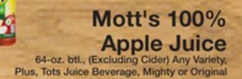 The Fresh Grocer 100% apple juice offer