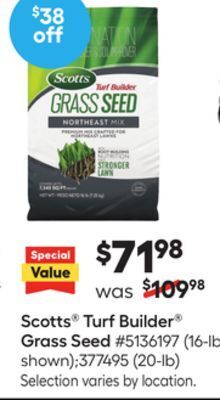 Lowe's Scotts® turf builder® grass seed offer