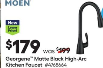 Lowe's Georgene™ matte black high-arc kitchen faucet offer