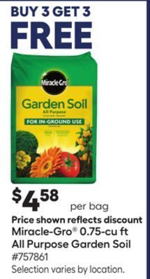 Lowe's Miracle-gro® 0.75-cu ft all purpose garden soil offer