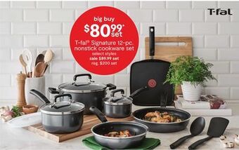 JC Penney T-fal® signature 12-pc. nonstick cookware set offer