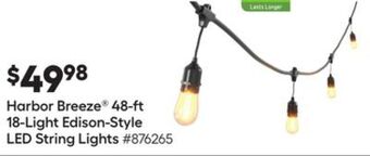 Lowe's Harbor breeze® 48-ft 18-light edison-style led string lights offer