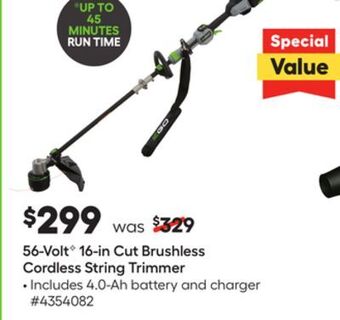 Lowe's 56-volt g 16-in cut brushless cordless string trimmer offer
