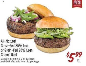 Sprouts Farmers Market All-Natural Grass-Fed 85% Lean or Grain-Fed 93% Lean Ground Beef offer