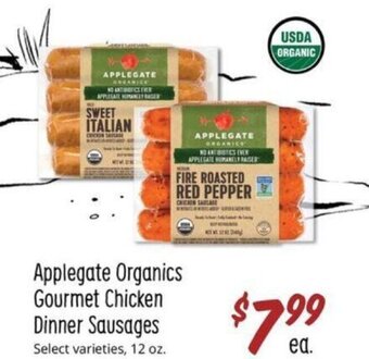 Sprouts Farmers Market Applegate Organics Gourmet Chicken Dinner Sausages offer