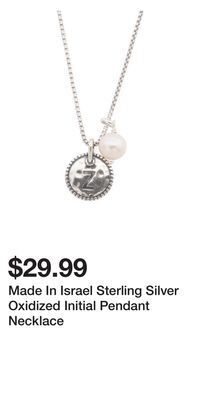 TJ Maxx Made in israel sterling silver oxidized initial pendant necklace offer