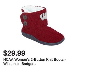 Kmart Ncaa women's 2-button knit boots - wisconsin badgers offer