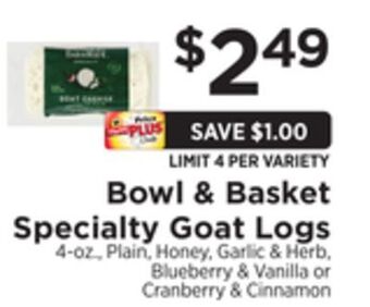 ShopRite Specialty goat logs offer