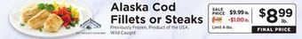 ShopRite Alaska cod fillets or steaks offer