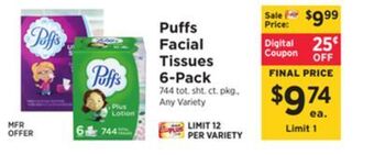 ShopRite Facial tissues 6-pack offer