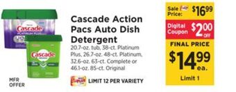 ShopRite Action pacs auto dish detergent offer