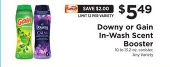 ShopRite Downy or gain in-wash scent booster offer