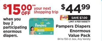 ShopRite Diapers enormous value pack offer