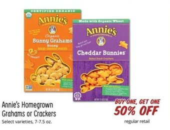Sprouts Farmers Market Annie's Homegrown Grahams or Crackers 7-7.5 oz offer