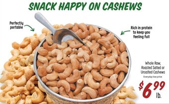 Sprouts Farmers Market Whole Raw Roasted Salted or Unsalted Cashews offer