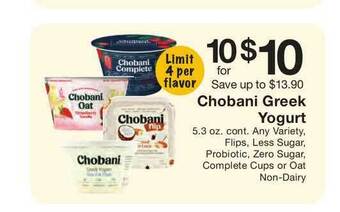 Fairway Store Market Chobani Greek Yogurt offer