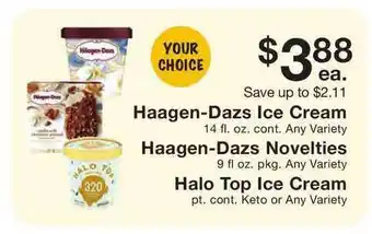 Fairway Store Market Haagen-dazs Ice Cream, Haagen-dazs Novelties, Halo Top Ice Cream offer