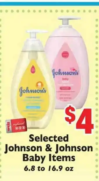 Weis Markets Selected Johnson & Johnson Baby Items offer