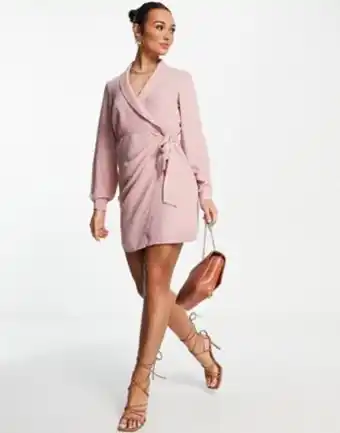 ASOS Asos design collared wrap mini dress in rose pink offer