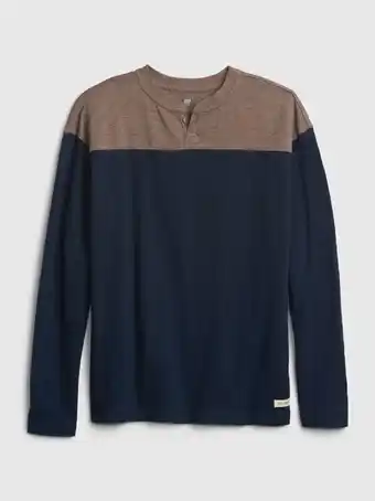 Gap Kids Kids colorblock one-button henley long sleeve t-shirt offer