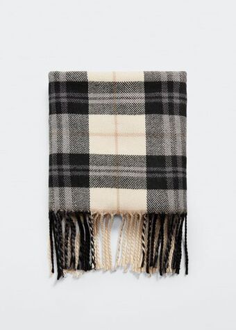 Mango Fringed check scarf offer