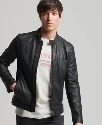 Superdry Hero light leather racer jacket offer