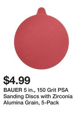 Harbor Freight Tools 5 in., 150 grit psa sanding discs with zirconia alumina grain, 5-pack offer