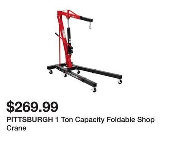 Harbor Freight Tools 1 ton capacity foldable shop crane offer