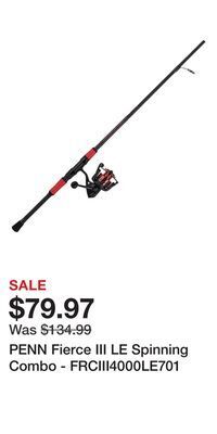 Cabela's Penn fierce iii le spinning combo - frciii4000le701 offer