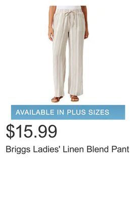 Costco Briggs ladies' linen blend pant offer